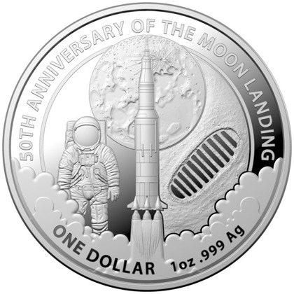 50. rocznica lądowania na Księżycu 1 uncja Srebra 2019