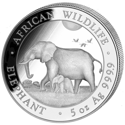 African Wildlife: Słoń Somalijski 5 uncji Srebra 2022