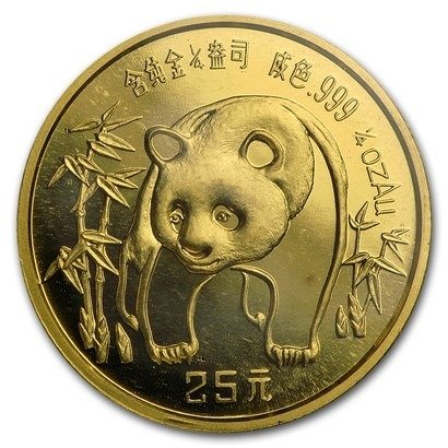 Chińska Panda 1/4 uncji Złota 1986