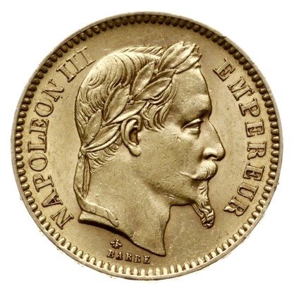 Francja, 20 Franków Napoleon III Z Wieńcem Różne Roczniki