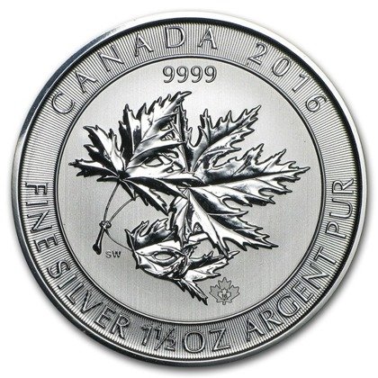 Kanadyjski Liść Klonowy 1,5 uncji Srebra 2016