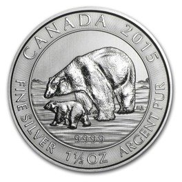 Niedźwiedź Polarny 1,5 uncji Srebra 2015
