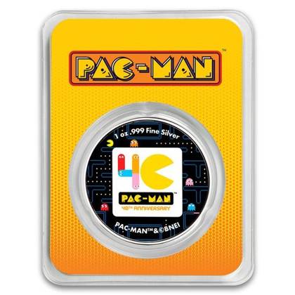 Niue: 40. rocznica powstania gry PAC-MAN 1 uncja Srebra 2020 Kolorowany Slab