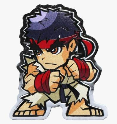 Street Fighter: Mini Fighter Ryu kolorowany 1 uncja Srebra 2021 Proof