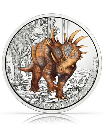 Styracosaurus albertensis kolorowany 3 Euro Miedź 2021