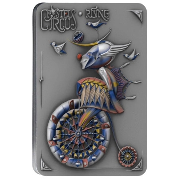 Niue Pastel Circus - Rising colorată 5 $ argint 2023 High Relief Antiqued
