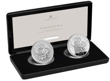 Set 2 monede The Royal Tudor Beasts The Yale of Beaufort 2 x 1 oz 2023 Proof