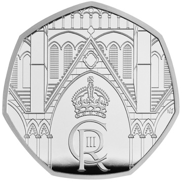Încoronarea Majestății Sale Regele Charles al III-lea 50p Argint 2023 Proof