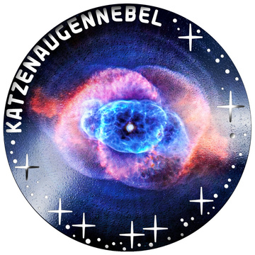 Monedă din argint The Beauty of the Universe - Cat's Eye Nebula colorată 20 euro 2026 Proof