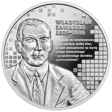 Monedă din Argint NBP Mari Economiști Polonezi - Władysław Zawadzki 10 lei Argint 2022 Proof Folder/Casetă