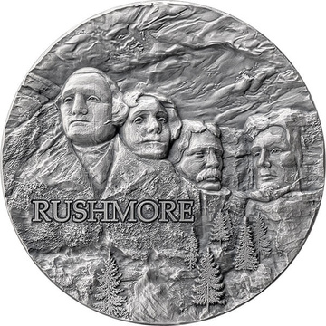 Ghana Rock-cut Monuments Rushmore 2 oz argint 2024 High Relief Antique Finish