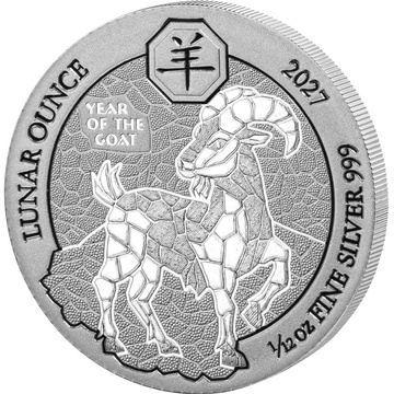Monedă de argint Lunar Ounce - Anul Caprei 1/12 uncie de argint 2027
