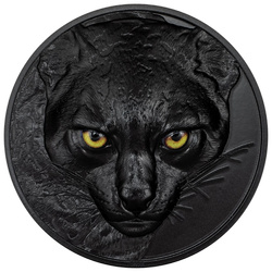 Palau Hunters by Night - Ocelot colorat 2 oz Argint 2024 Obsidian Black