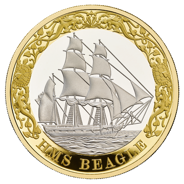 Monedă din argint aurită HMS Beagle £2 2026 Proof
