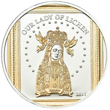 Palau Maica Domnului din Licheń aurită 1/2 oz argint 2011 Proof