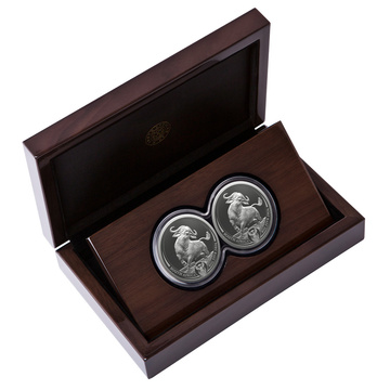 Set Monede de Argint Big Five III: Bivol 2 x 1 uncie Argint 2026 Proof Doublecap