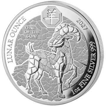 Monedă de argint Lunar Ounce - Anul Caprei 1 uncie de argint 2027 Proof
