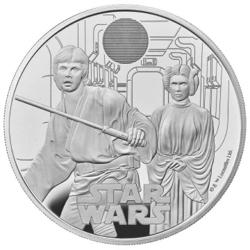 Star Wars Luke Skywalker și Princess Leia 1 oz Argint 2023 Proof