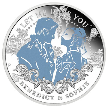 Monedă din argint Bridgerton - Benedict & Sophie colorată 1/2 uncie de argint 2026 Proof