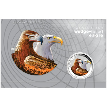 Australian Wedge-tailed Eagle colorată 1 oz Argint 2026 în card