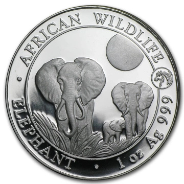 African Wildlife: Słoń Somalijski 1 uncja Srebra 2014 Horse Privy Mark