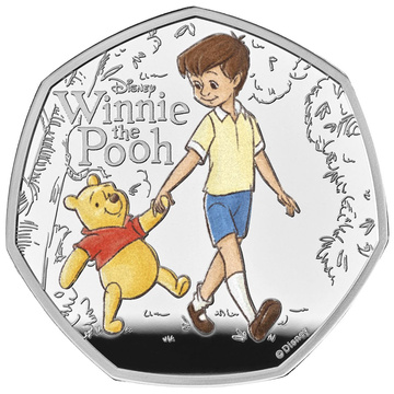 Monedă din argint 100 de ani de Winnie the Pooh – Loialitate 50p colorată argint 2026 Proof