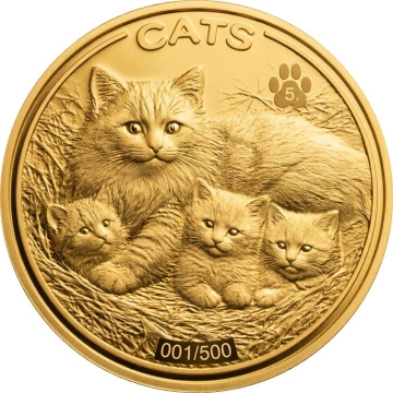 Monedă de Aur Cats 1/10 uncie de Aur 2026 Prooflike