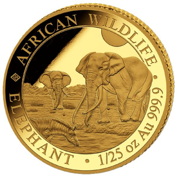 African Wildlife Elephantul somalez 1/25 oz Aur 2026
