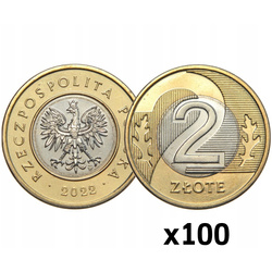 Banca Națională a Poloniei 2 zloți Sac monetar (100 bucăți) - Ani diferiți