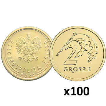Narodowy Bank Polski: 2 grosze Worek Menniczy (100 sztuk) z 2025 UNC