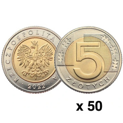Banca Națională a Poloniei 5 zl Rolă bancară 50 bucăți - Ani diferiți