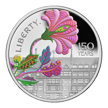 A 150-a aniversare a emisiunii Liberty colorată £5 argint 2025 Proof