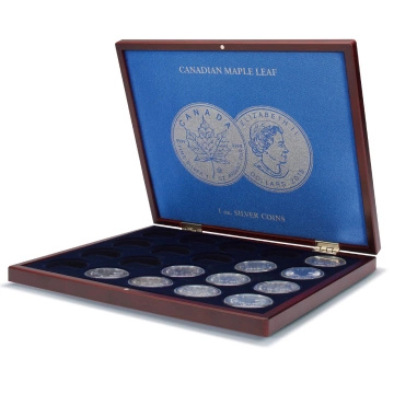 Leuchtturm Casetă din mahon Volterra Uno Maple Leaf 20 x 1 oz Argint