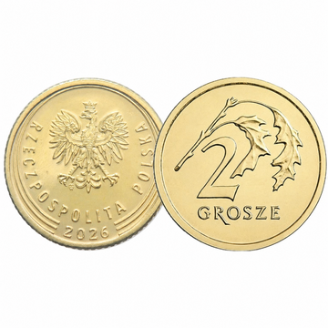 Banca Națională a Poloniei: monedă de 2 grosze din săculeț de monetărie 2026 UNC