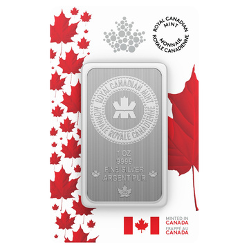 Lingou din argint Royal Canadian Mint în ambalaj cu mândrie canadian 1 uncie de argint 2026 Maple Leaf Privy Mark