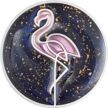 Cook Islands Line Art - Flamingo colorat 1 oz argint 2026 Proof