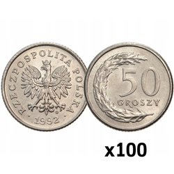 Banca Națională a Poloniei 50 groși Sac monetărie (100 bucăți) - Ani diferiți