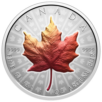 Monedă de argint Silver Maple Leaf colorată 1 uncie de argint 2026 Reverse Proof Ultra High Relief