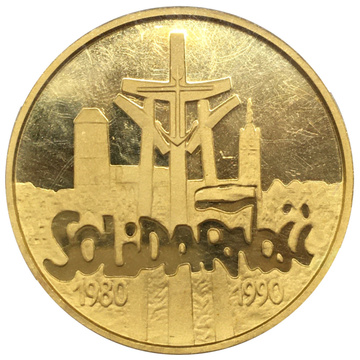 Monedă de Aur Solidaritatea 1980-1990 1 Uncie de Aur 1990 Versiune Rară "Groasă" 32 mm