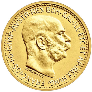 Monedă de aur Austria 10 coroane Franz Joseph I New Minting