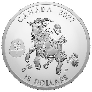 Monedă de argint Lunar Year of the Goat 1 uncie de argint 2027 Proof