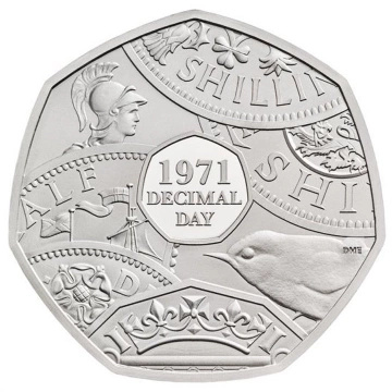A 50-a aniversare a Zilei Decimalizării 2021 Proof Piedfort Coin