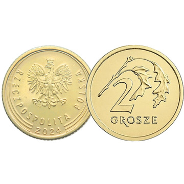 Banca Națională a Poloniei 2 grosze din săculeț monetărie Monedă 2024 UNC