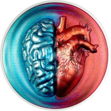 Srebrna Moneta Cook Islands: Head vs. Heart kolorowany 2 uncje Srebra 2026 Proof