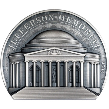 Cook Islands Historical Monuments - Jefferson Memorial 2 oz Argint 2026 Antiqued Ultra High Relief