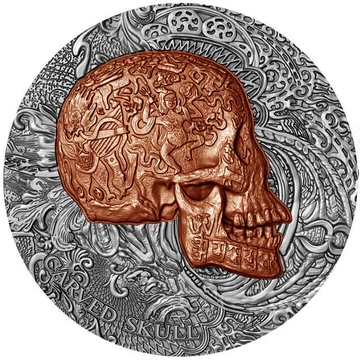 Camerun Carved Skull Bones 1 oz Argint 2017 Antichizat