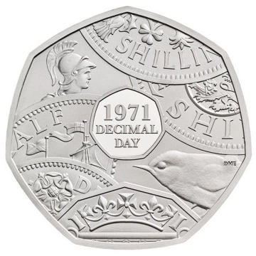 A 50-a aniversare a Zilei Decimalizării 2021 Proof Piedfort Coin