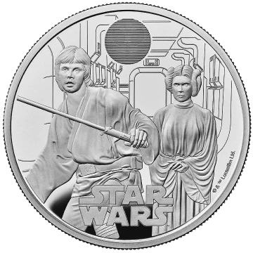 Star Wars Luke Skywalker și Prințesa Leia 2 oz Argint 2023 Proof