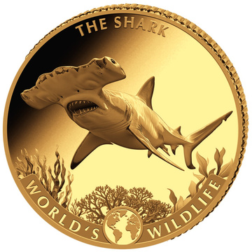Monedă de aur Congo World's Wildlife - Rechin 0,5 g Aur 2026