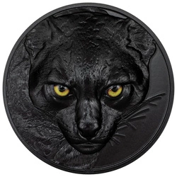 Palau Hunters by Night - Ocelot colorat 2 oz Argint 2024 Obsidian Black
